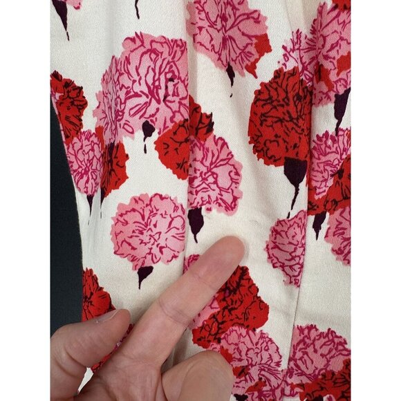 Maggy London Women's Floral Sleeveless A-Line Dress Size 10 Ivory Base Pink Red - Picture 10 of 13